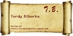 Tordy Bíborka névjegykártya